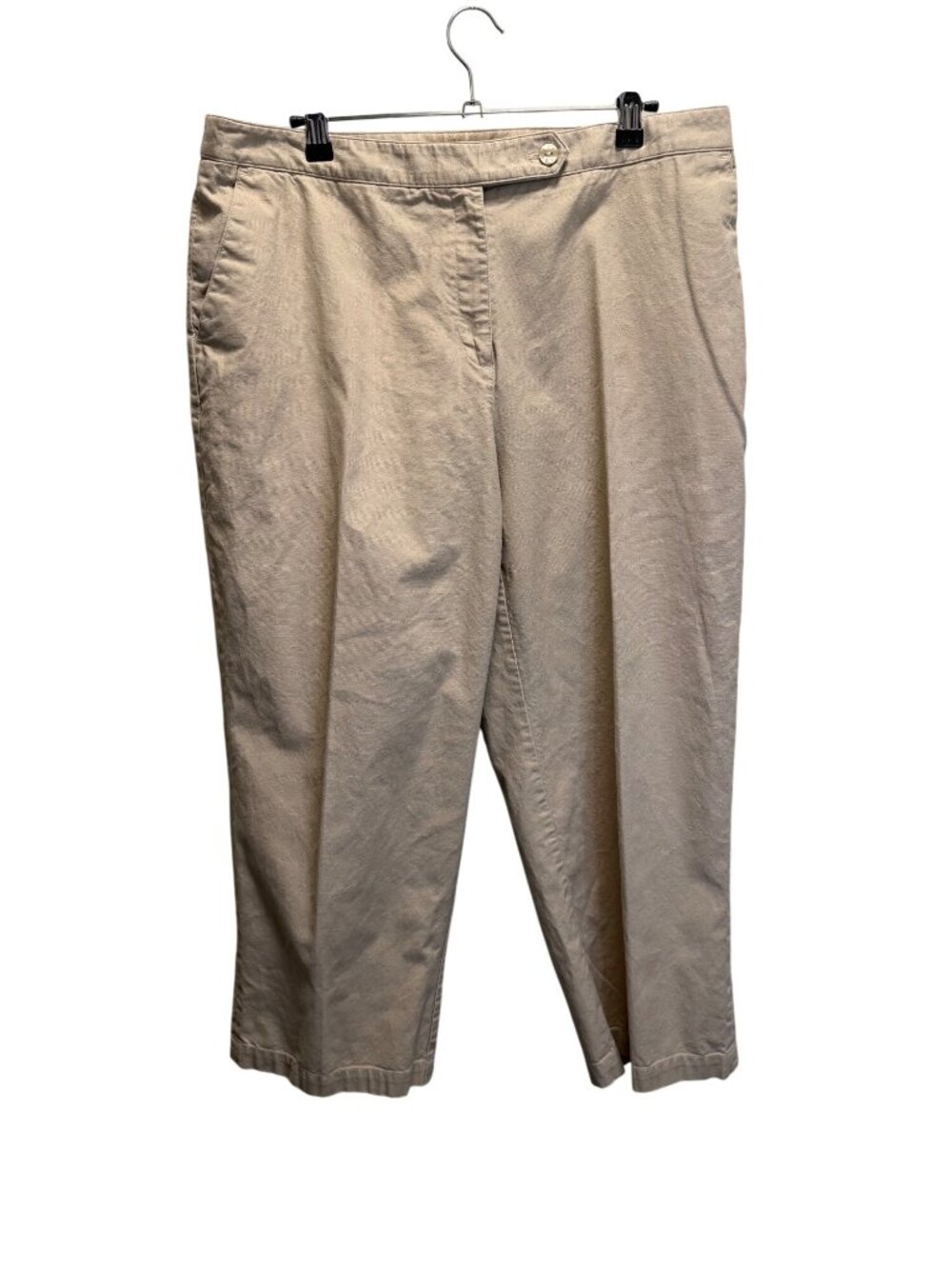 Lizgolf Womens Beige Cropped Pants Size 14 Cotton Blend Comfortable Fit